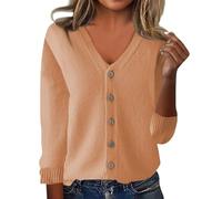 Maglioni da donna UK con bottoni alla moda scollo a V maglioni lavorati a maglia per donna casual maniche lunghe cardigan in cashmere inverno caldo da donna in pile morbido confortevole maglioni