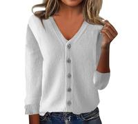 Maglioni da donna UK con bottoni alla moda scollo a V maglioni lavorati a maglia per donna casual maniche lunghe cardigan in cashmere inverno caldo da donna in pile morbido confortevole maglioni