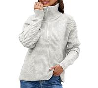 Maglioni da donna UK con zip a un quarto a maniche lunghe top da donna con risvolto a maglia grossa maglioni da donna autunno inverno casual pullover tinta unita maglieria allentata addensare elegante