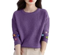 Maglioni da donna UK Moda Girocollo Maglione lavorato a maglia da donna Casual Maniche lunghe Pullover da donna Maglioni Inverno Caldo Maglione in cashmere Leggero Plus Size Top Baggy Top Moda Stampa