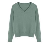 Maglioni da donna UK taglie forti a maniche lunghe con scollo a V maglioni lavorati a maglia da donna accogliente maglione invernale morbido tinta unita elegante pullover top sciolto casual classico