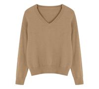 Maglioni da donna UK taglie forti a maniche lunghe con scollo a V maglioni lavorati a maglia da donna accogliente maglione invernale morbido tinta unita elegante pullover top sciolto casual classico