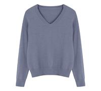 Maglioni da donna UK taglie forti a maniche lunghe con scollo a V maglioni lavorati a maglia da donna accogliente maglione invernale morbido tinta unita elegante pullover top sciolto casual classico