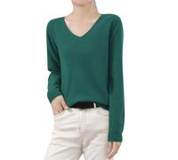 Maglioni da donna UK taglie forti maglione da donna in maglia morbida moda scollo a V top in pile inverno caldo pullover maglioni casual maniche lunghe maglione in cashmere slim fit felpa tinta unita