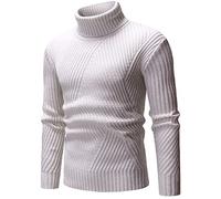 Maglioni da uomo a collo alto a maniche lunghe con colletto alto pullover slim fit top tinta unita camicetta leggera maglietta di base, bianco, M