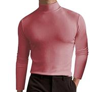 Maglioni da uomo con collo a mezza tartaruga a maniche lunghe, pullover casual in morbido tessuto elasticizzato, magliette slim fit basic sottocamicia, L