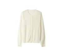 Maglioni della pianura del colletto rotondo delle donne, top lavorato a maglia versatile monopetto giallo, crema, L