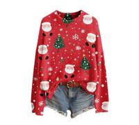 Maglioni di Natale da donna con stampa grafica dell'albero di Natale maglioni lavorati a maglia per le donne pullover girocollo maglioni casual maniche lunghe da donna top di Natale inverno caldo