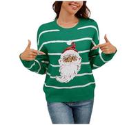 Maglioni di Natale Donna - Maglioncino Girocollo Maglione Maglia Elegant Taglia Forti alla Moda Felpa Stampato Senza Cappuccio Pullover Maglioni di Natale per Famiglia Natalizio