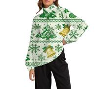 Maglioni di Natale per le donne collo a lupetto felpa di Natale novità albero di Natale fiocco di neve stampa top termici da donna polo collo maglioni vacanza in pile pullover carino abbigliamento
