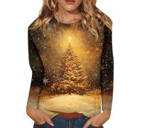 Maglioni di Natale per le donne Uk Albero di Natale Stampa grafica Top di Natale per le donne Leggero Vestibilità ampia Felpe di Natale da donna Casual Maniche lunghe Girocollo allentato Top Morbido