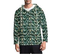 Maglioni di Natale Uomo Felpa Stampa Albero di Natale Felpe con Cappuccio Pullover 3 Pulsanti Maglione Maniche Lunghe Sweatshirt Coulisse Hoodie Taglie Grandi Maglie Regalo di Natalizia Maglietta