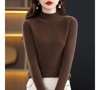 Maglioni Donna Invernali Collo Alto,Moda Donna Marrone Slim Fit Maglia Dolcevita Maglia Strato Base Camicia Manica Lunga Pullover Caldo Protezione dal Freddo Moda Pendolari Regali di Natale,M