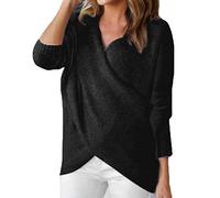 Maglioni Donna Manica Lunga Crossover V-Neck Irregular Asimmetrica Maglieria Pullover Autunno Invernali Costume Eleganti Tempo Libero Fashion Puro Colore Hot Pullover Maglie Pullover A Maglia Sportivo