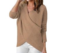 Maglioni Donna Manica Lunga Crossover V-Neck Irregular Asimmetrica Maglieria Pullover Autunno Invernali Costume Eleganti Tempo Libero Fashion Puro Colore Hot Pullover Maglie Pullover A Maglia Sportivo