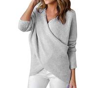 Maglioni Donna Manica Lunga Crossover V-Neck Irregular Asimmetrica Maglieria Pullover Autunno Invernali Costume Eleganti Tempo Libero Fashion Puro Colore Hot Pullover Maglie Pullover A Maglia Sportivo