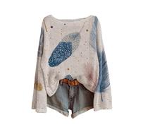 Maglioni Donna Particolari Maglione a Maniche Lunghe Donna Oversize Bordo Irregolare Senza Cappuccio Girocollo Pullover Morbido In Maglia Vintage Knitted Tops Casual Classica Di Base Autunno