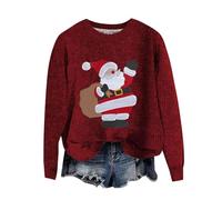Maglioni Donne Natalizie Cotone alla Moda Maglione a Maglia Natale Manica Lunga con Scollo Rotondo Natalizio Felpe Natalizia di Lana Elegante Pullover Lana Felpa Donna di Natale Lavorati