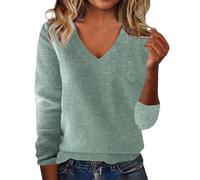 Maglioni e maglioni da donna UK, maglioni in cashmere da donna, maglione aderente casual con scollo a V, tinta unita, top a tunica leggero per uscire vestiti autunnali moda tinta unita maglione a