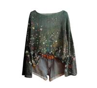 Maglioni, Giubbotti e Felpe Donna Vintage Stampa Floreale Boemia Pullover A Maglia Elegante Girocollo Manica Lunga Felpe Modello Tunica di Grandi Dimensioni Moda Abbigliamento Donna Confortevole