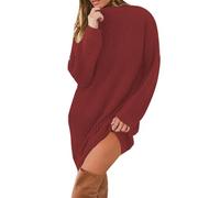 Maglioni in maglia da donna Top termici 2025 Autunno/Inverno Nuovo maglione lavorato a maglia a maniche medie/lunghe collare maglione vestito da festa costumi natalizi regali, vino, 3XL