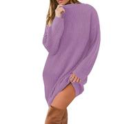 Maglioni in maglia da donna Top termici 2025 Autunno/Inverno Nuovo maglione lavorato a maglia a maniche medie/lunghe collare maglione vestito da festa costumi natalizi regali, Viola, XL
