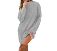 Maglioni in maglia da donna Top termici 2025 Autunno/Inverno Nuovo maglione lavorato a maglia a maniche medie/lunghe collare maglione vestito da festa costumi natalizi regali, Grigio, L