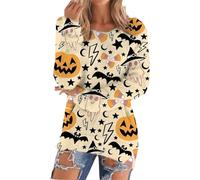 Maglioni in maglia da donna top termici 2025 pullover da donna alla moda casual stampato con tasche maglione senza cappuccio in peluche costume da festa abiti natalizi regali, Oro, XXL
