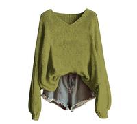 Maglioni lavorati a maglia da donna alla moda con scollo a V maglioni da donna UK taglie forti casual a maniche lunghe pullover da donna maglioni leggeri vintage larghi morbidi e confortevoli felpe