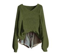 Maglioni lavorati a maglia da donna alla moda con scollo a V maglioni da donna UK taglie forti casual a maniche lunghe pullover da donna maglioni leggeri vintage larghi morbidi e confortevoli felpe