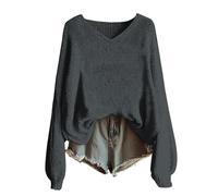 Maglioni lavorati a maglia da donna alla moda con scollo a V maglioni da donna UK taglie forti casual a maniche lunghe pullover da donna maglioni leggeri vintage larghi morbidi e confortevoli felpe