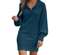 Maglioni Lunghi a Vestito Donna Casual Capodanno Dress Cerimonia Scollo a V Abito Natale Vestiti di Lana Morbido Abiti da Sera Elegante Vita Alta Knit Vestiti Abbigliamento Inverno