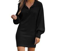 Maglioni Lunghi a Vestito Donna Casual Capodanno Dress Cerimonia Scollo a V Abito Natale Vestiti di Lana Morbido Abiti da Sera Elegante Vita Alta Knit Vestiti Abbigliamento Inverno