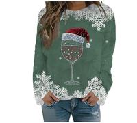 Maglioni Natale da Donna - Maglioncino Girocollo Maglione Lavorato a Maglia Donna Elegant Taglia Forti alla Moda Felpa Stampato Senza Cappuccio Pullover Maglione Cotone Donna per Xmas Party