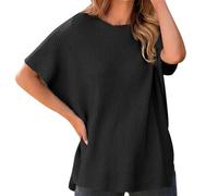 Maglioni natalizi da donna Accogliente Felpa 2025 Maglioni da donna Casual Girocollo Maglione a maniche corte Maglione Leggero Maglia Batwing Autunno Top Costume da festa Abiti di Natale Regali, Nero