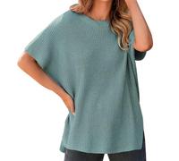 Maglioni natalizi da donna Accogliente Felpa 2025 Maglioni da donna Casual Girocollo Maglione a maniche corte Maglione Leggero Maglia Batwing Autunno Top Costume da festa Abiti di Natale Regali, Blu