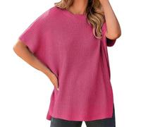 Maglioni natalizi da donna Accogliente Felpa 2025 Maglioni da donna Casual Girocollo Maglione a maniche corte Maglione Leggero Maglia Batwing Autunno Top Costume da festa Abiti di Natale Regali, Rosa