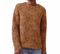 Maglioni natalizi da donna alla moda UK girocollo maglioni natalizi da donna inverno caldo maglione lavorato a maglia con stampa natalizia maglioni casual a maniche lunghe maglie natalizie vestibilità