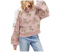 Maglioni Natalizi da Donna Divertenti - Maglia Natalizia Donna Maglione da Donna con Motivo a Cervo Natalizio Morbido e Liscio Bellissimo Maglione (XL)