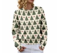 Maglioni natalizi da donna UK albero di Natale stampa grafica maglione lavorato a maglia da donna inverno caldo pullover maglioni moda girocollo maglione natalizio leggero maniche lunghe top larghi