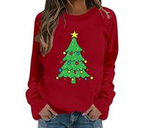 Maglioni natalizi da donna UK divertente manica lunga caldo casual glitter fiocco di neve musicale cappello di Babbo Natale felpe festival feste abiti carino maglione pullover top (Red-A, XXL)