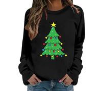 Maglioni natalizi da donna UK divertente manica lunga caldo casual glitter fiocco di neve musicale cappello di Babbo Natale felpe festival feste abiti carino maglione pullover top (Black-A, XL)