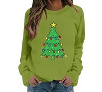 Maglioni natalizi da donna UK divertente manica lunga caldo casual glitter fiocco di neve musicale cappello di Babbo Natale felpe festival feste abiti carino maglione pullover top (Green-A, S)