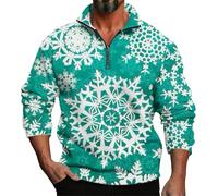 Maglioni natalizi da uomo Pullover Camicetta Top da uomo Primavera Autunno Inverno Manica Lunga Natale Stampa 3D Personalità Casual Confortevole Sciolto Un terzo per feste all'aperto (verde menta, M)