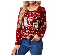 Maglioni Natalizi Donna, Maglione Donna Pullover Invernale Walking Around with My Snowmies Tessuto Morbido Casual Elegante