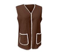 Maglioni Neri Per Donne Sexy Donna Felpe Lambswool Lightweight Gilet Cozy Sleeveless Cardigan Giacca Con Pockets Maglione Brutto, marrone, S