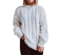Maglioni per le donne Maglia Top Camicia 2025 Autunno Inverno Sciolto Girocollo Manica Lunga Maglia Solido Pullover Maglione Autunno Costume Abiti di Natale Regali, bianco, XL