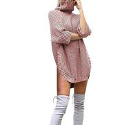 Maglioni per le donne maglia top camicia 2025 signore tinta unita moda autunno inverno dolcevita maglione casual maglieria autunno costume abiti di Natale regali, rosa, XXL