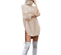 Maglioni per le donne maglia top camicia 2025 signore tinta unita moda autunno inverno dolcevita maglione casual maglieria autunno costume abiti di Natale regali, Beige, XL