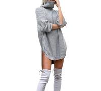 Maglioni per le donne maglia top camicia 2025 signore tinta unita moda autunno inverno dolcevita maglione casual maglieria autunno costume abiti di Natale regali, Grigio, 3XL